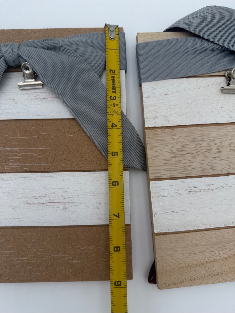 Set of 2 Striped Wood Photo Display with Gray Bow - Picture 8 of 9